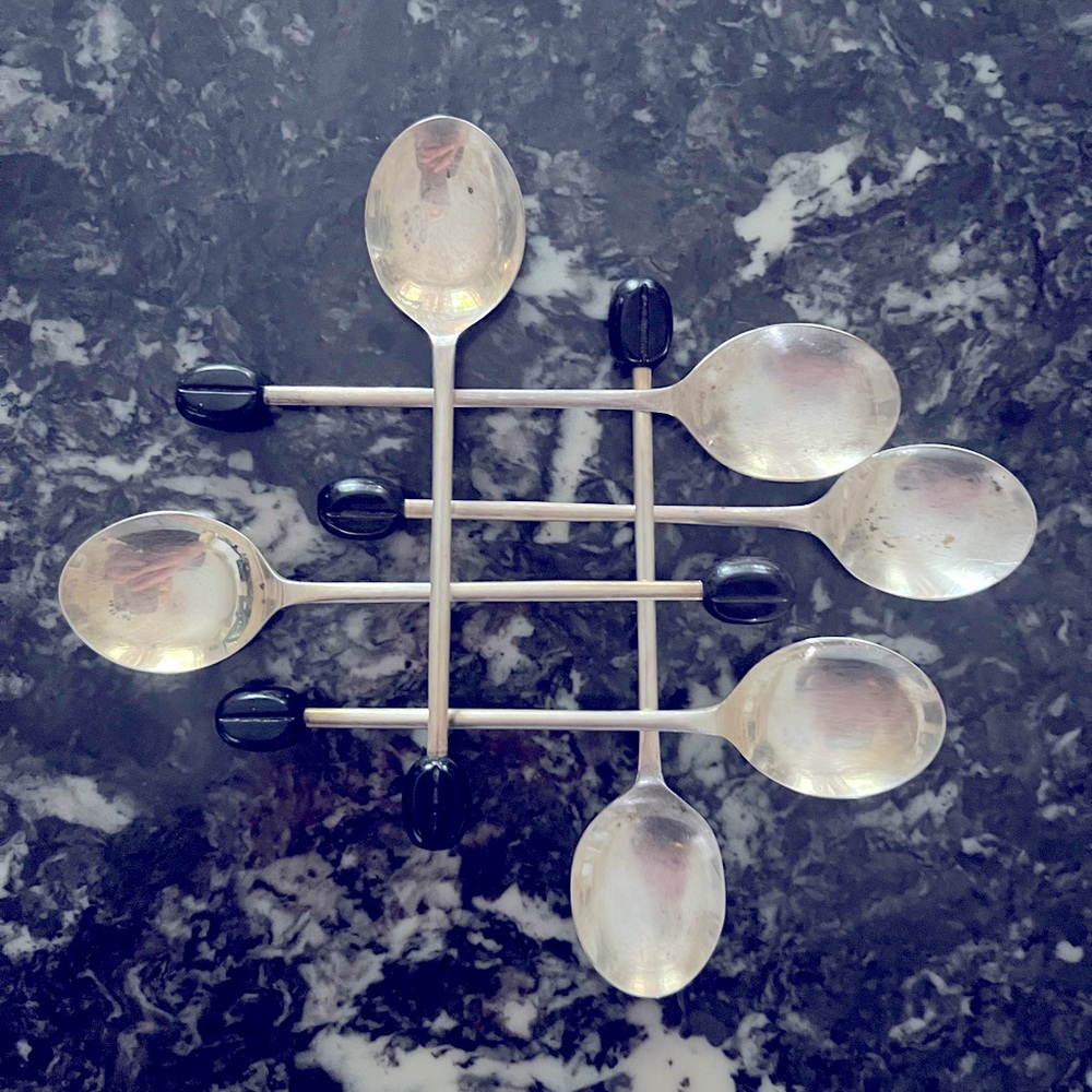 6 ART DECO EPNS COFFEE BEAN 🫘 Spoons 🥄